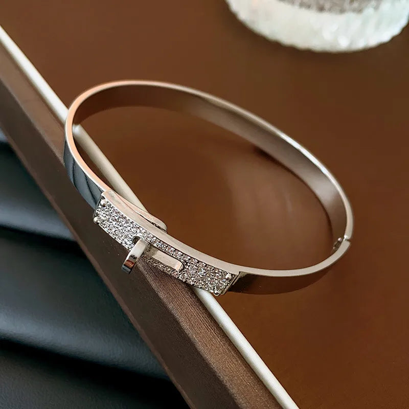 Retro Simple Style Geometric Titanium Steel Bangle In Bulk