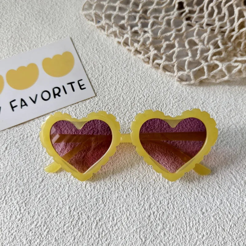 Sweet Simple Style Heart Shape UV400 Protection Resin Special-Shaped Mirror Full Frame Kids Sunglasses