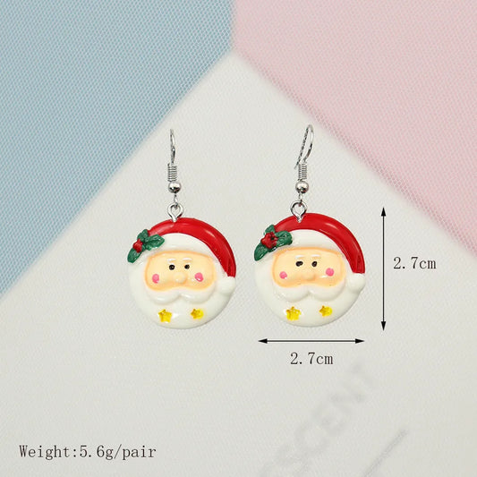 Resin Santa Claus Star Moon Earrings Christmas Series Winter Gifts Unique Design Animal Zodiac Personality Jewelry Accessories