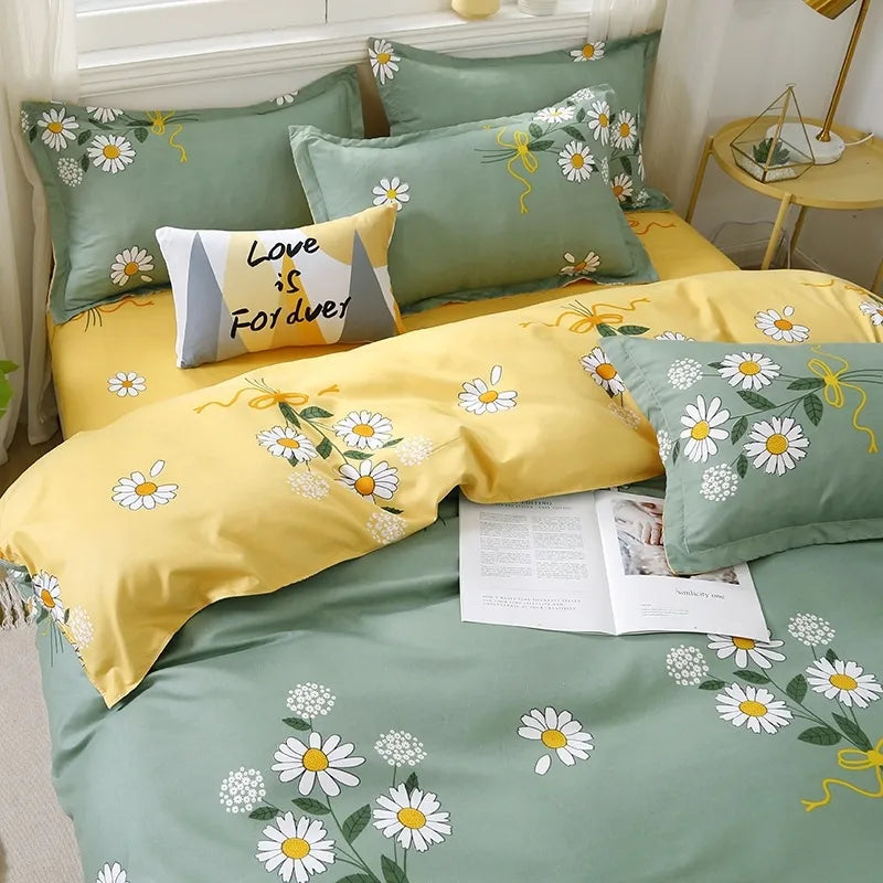 Factory wholesale Aloe cotton four-piece bedding set student dormitory quilt sheet 4-piece one-piece delivery