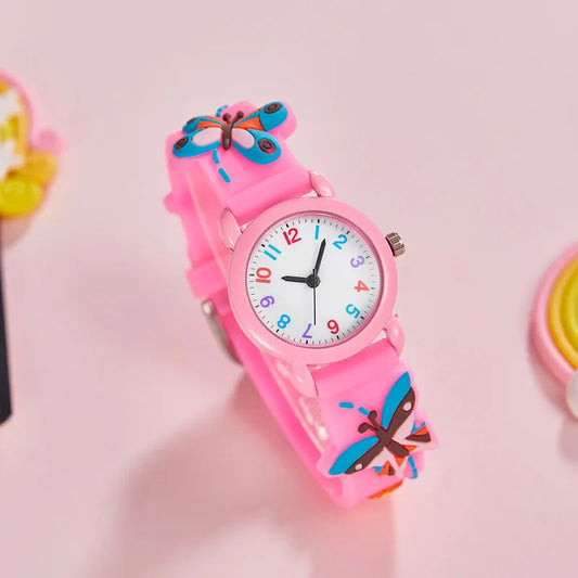 cartoon children's color simple clear digital face girls butterfly kindergarten silicone gift quartz watch