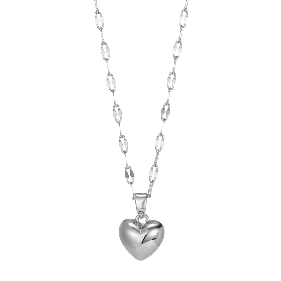 Wholesale Jewelry Elegant Modern Style Heart Shape 304 Stainless Steel Plating cable chain Pendant Necklace