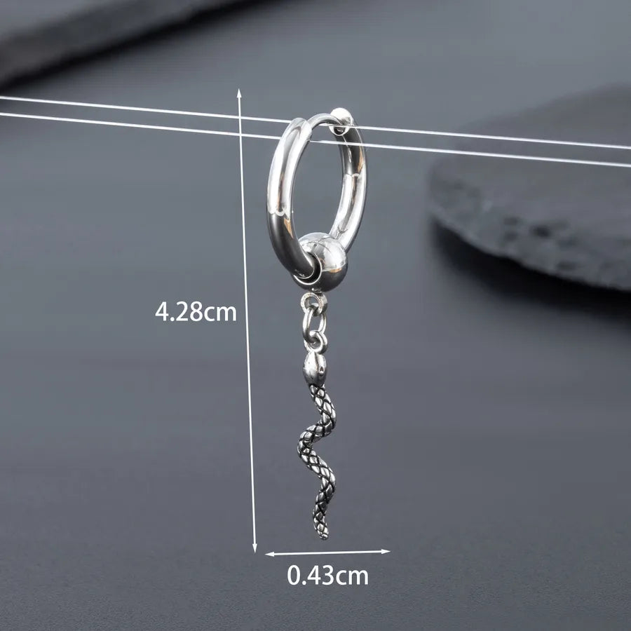 1 Piece Hip-Hop Punk Cross Snake 316 Stainless Steel Drop Earrings