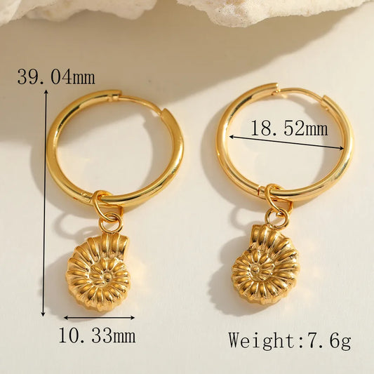 1 Piece Cute Romantic Marine Style Conch Plating 304 Stainless Steel 18K Gold Plated Earrings