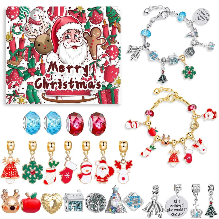 1 Set Alloy Santa Claus Christmas Socks Snowflake Pendant Chain Jewelry Accessories