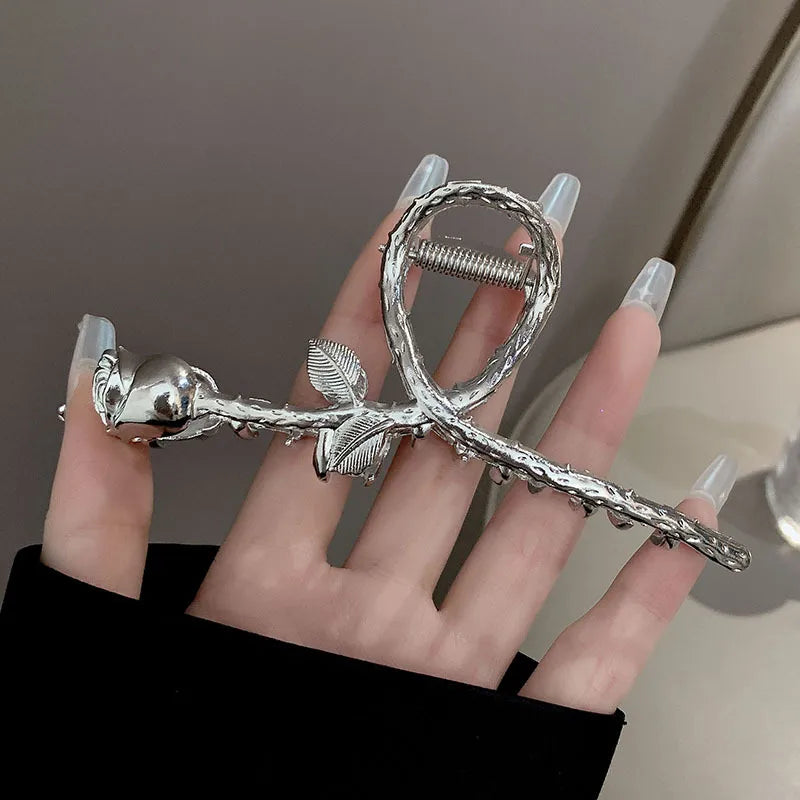 simple style sector shell rectangle imitation pearl rhinestone metal hair claws