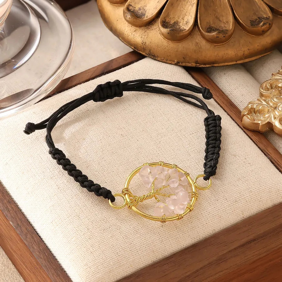Tiktok Live Retro Hand-woven Natural Crystal Red Agate Beads Tree of Life Bracelet Adjustable Jewelry