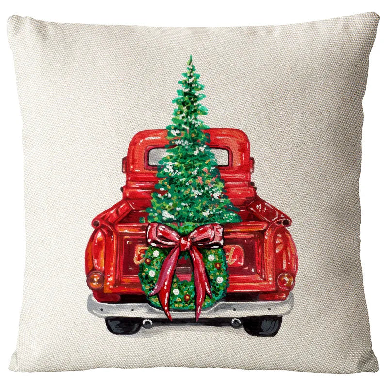 Christmas Glam Santa Claus Snowman Linen Pillow Cases Couch & Sofa Decor