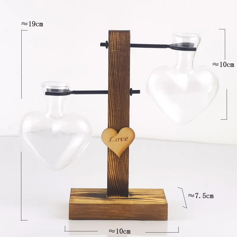 Simple Style Letter Heart Shape Wood Glass Vase Artificial Decorations