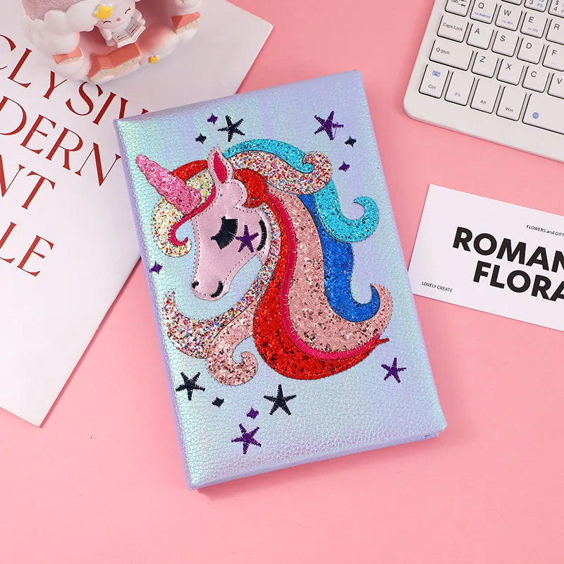 Adorable Cartoon And Rabbit Handmade Notebook Journal For Kids And Teenage Girls Sparkling Memo Book Simple Style