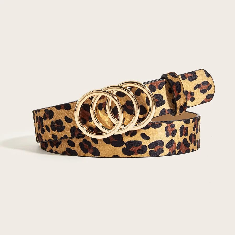 Vintage Style Leopard Pu Leather Alloy Plating Women's Leather Belts