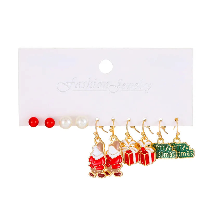 Cartoon Style Cute Classic Style Christmas Tree Santa Claus Bell Alloy Stoving Varnish Plating Inlay Rhinestones Zircon Christmas Women's Jewelry Set