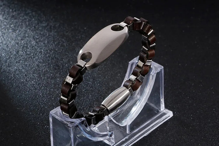 simple style commute color block pu leather titanium steel plating gold plated men's bracelets