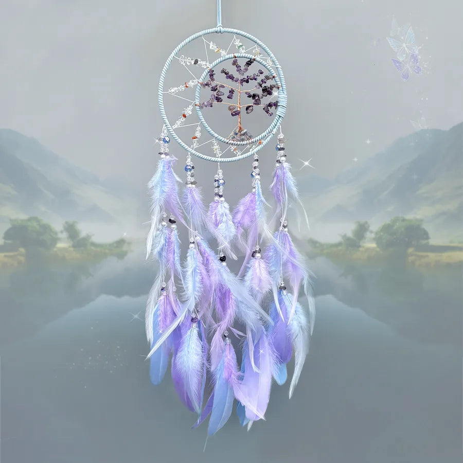 Simple Style Solid Color Crystal stone Feather Iron Dreamcatcher Wall Art