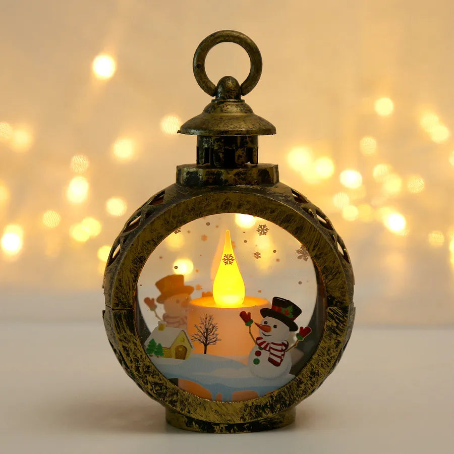 Christmas Cute Pastoral Santa Claus Snowman Glass Indoor Party Festival Hanging Ornaments