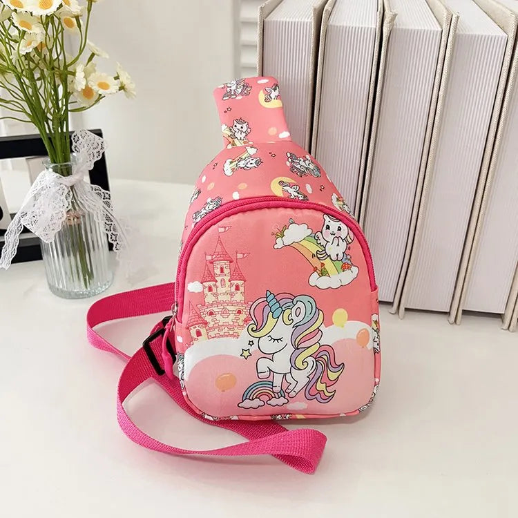 Girl'S Nylon Cartoon Cute Oval Zipper Fanny Pack