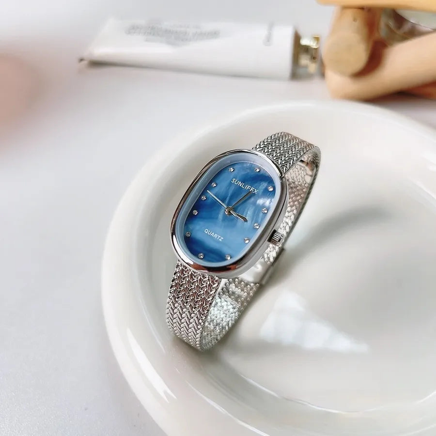 Elegant Luxurious Simple Style Oval Single Folding Buckle Quartz Watch