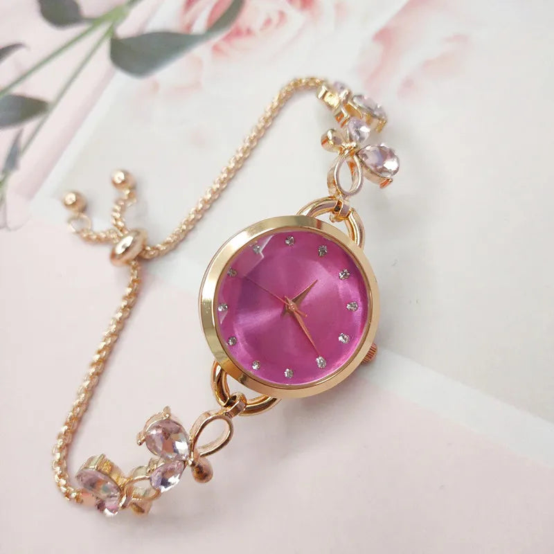 Korean Style Floral Telescopic Rope Quartz Women's Watches