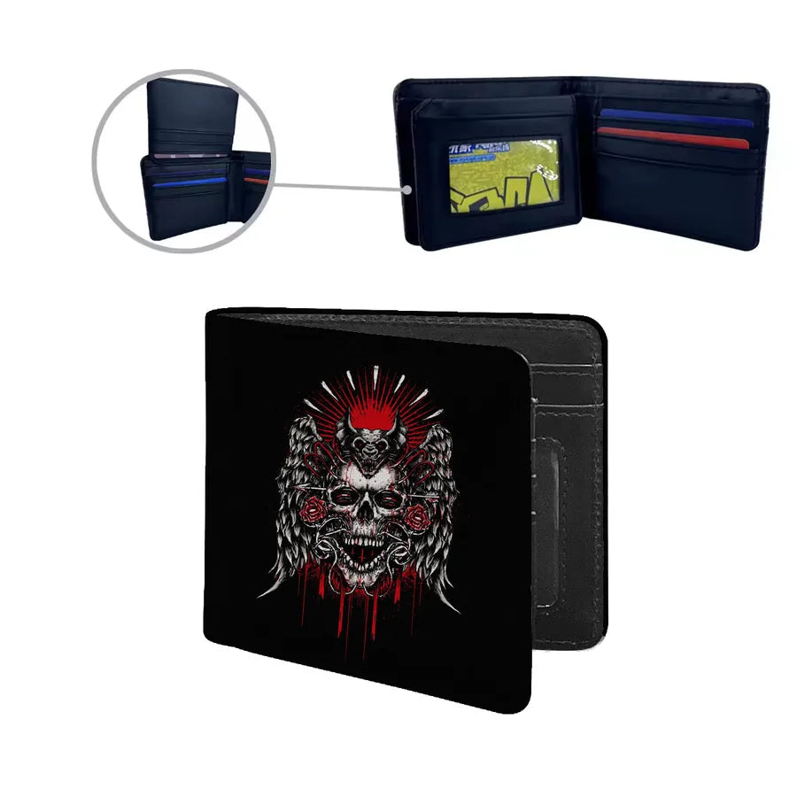 Men's Skull Pu Leather Polyester Flip Cover Small Wallets