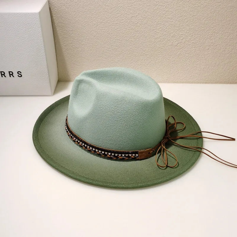 women's ethnic style solid color big eaves bucket hat