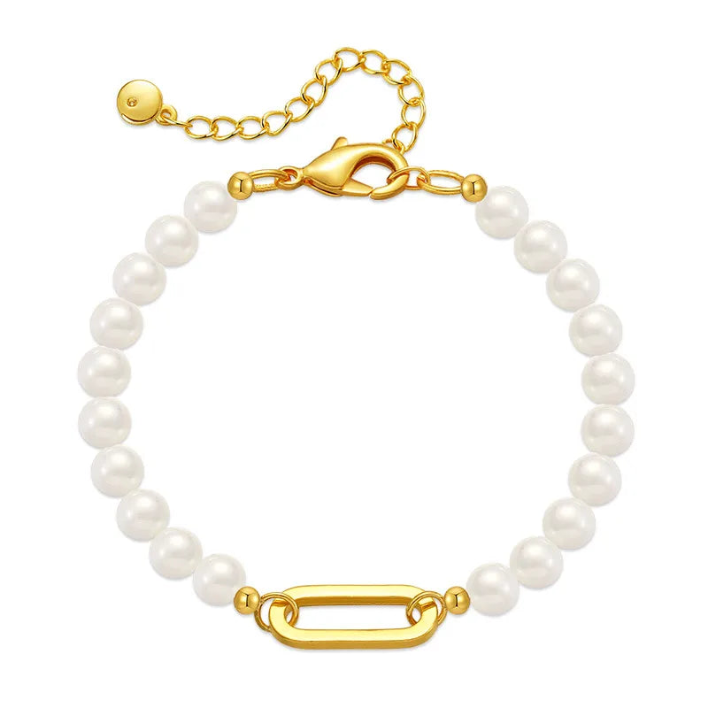 retro geometric pearl copper bracelets 1 piece