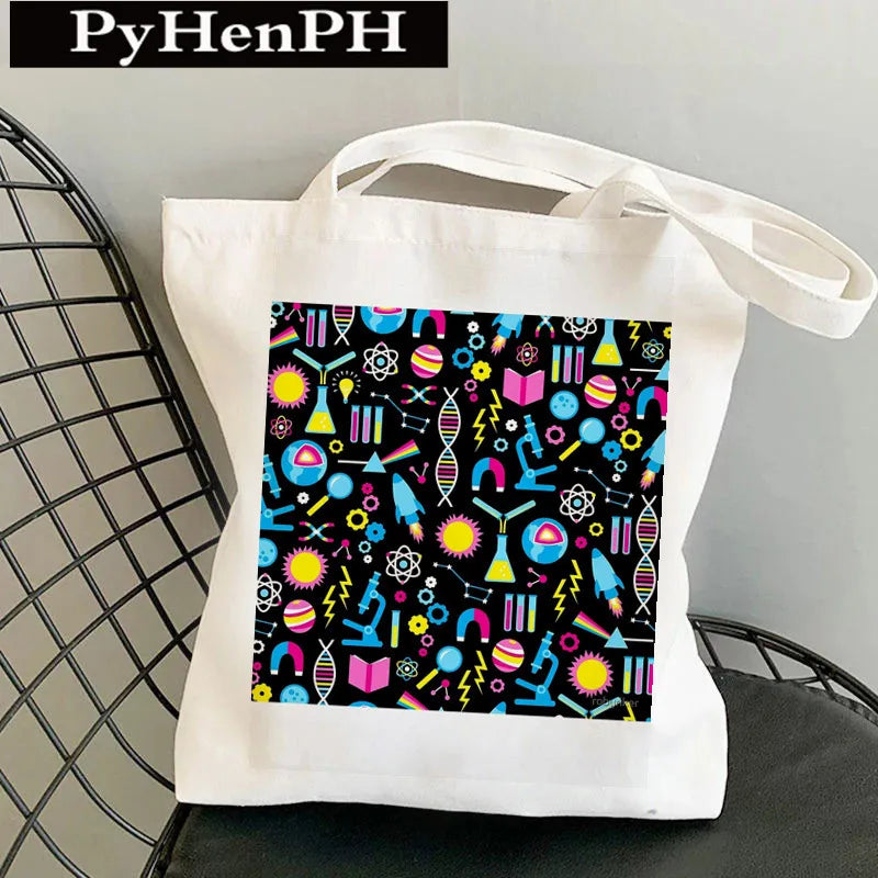 Unisex Canvas Printing Letter Cute Square Open Canvas Bag