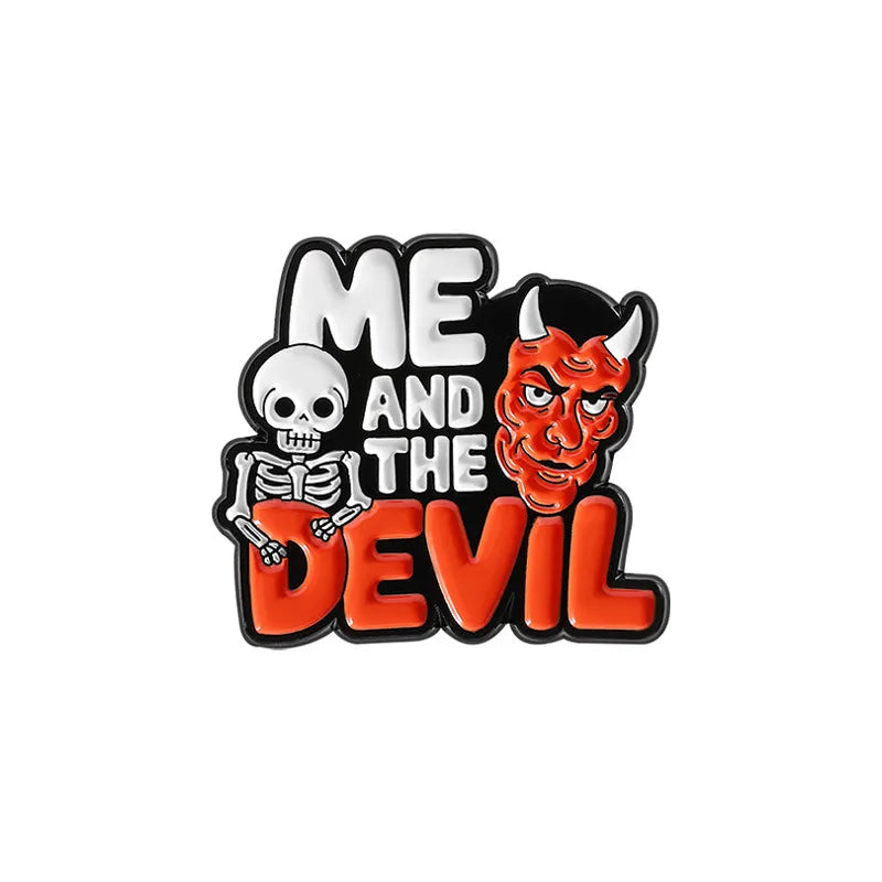Creative Pattern Combination New Skull Head Cartoon Metal Badge Versatile Lapel Pin Zinc Alloy Personalized Geometry Round Badge