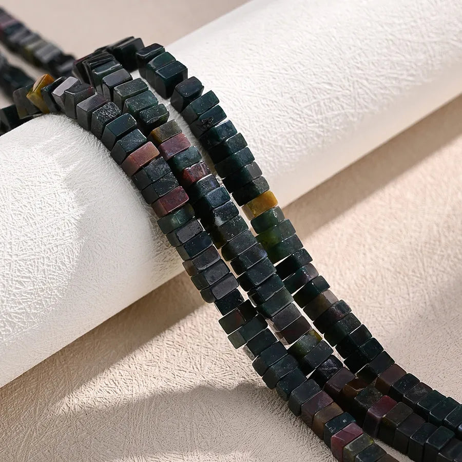 3 Strands/Package 6 * 3mm Hole 1~1.9mm natural stone Agate Indian Agate Simple Solid Color Transparent Polished Beads