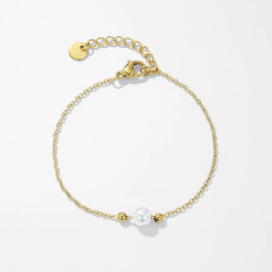 Cute Romantic Simple Style Solid Color 304 Stainless Steel cable chain Bracelets In Bulk