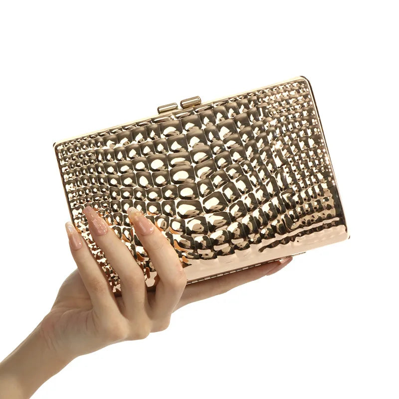 Silver Black Gold Arylic Solid Color Snakeskin Square Evening Bags