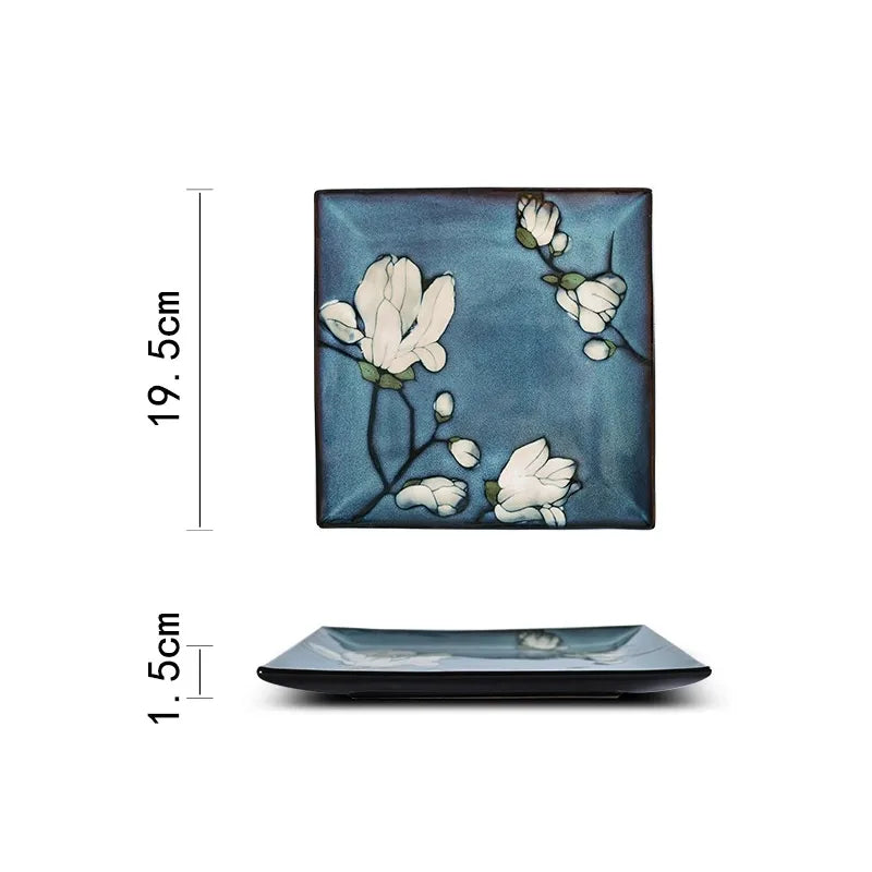 Retro Solid Color Flower ceramics Tableware 1 Piece