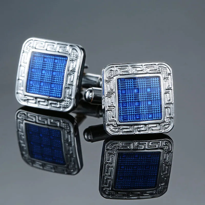 business geometric copper plating men's cufflinks