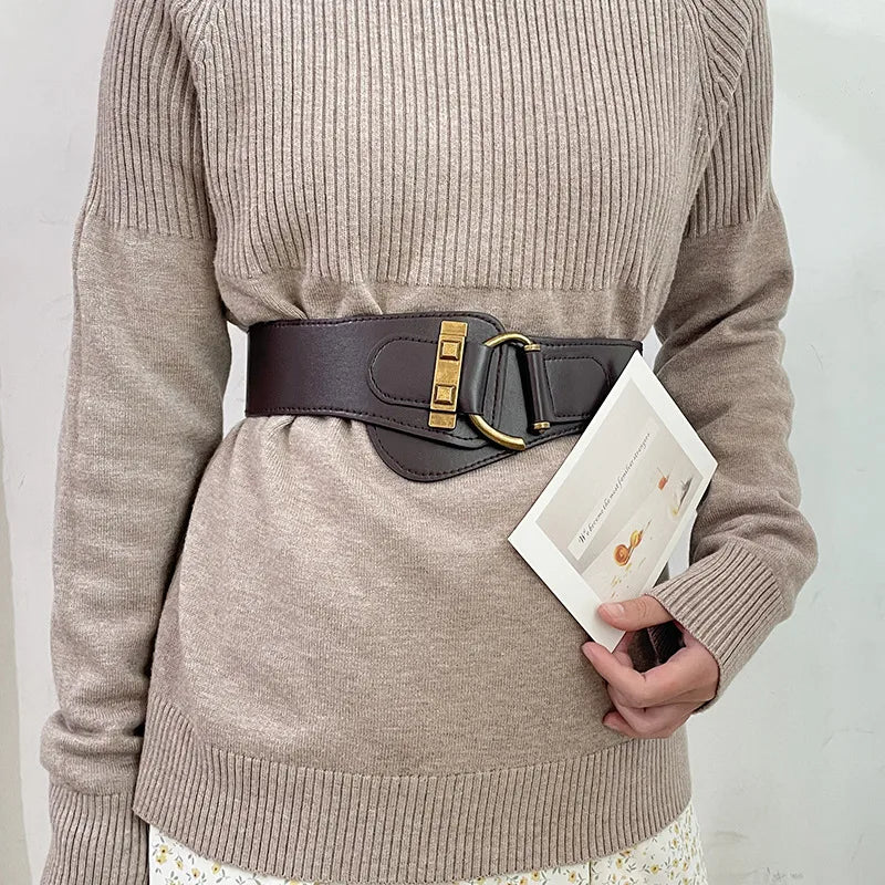 simple style solid color pu leather women's leather belts