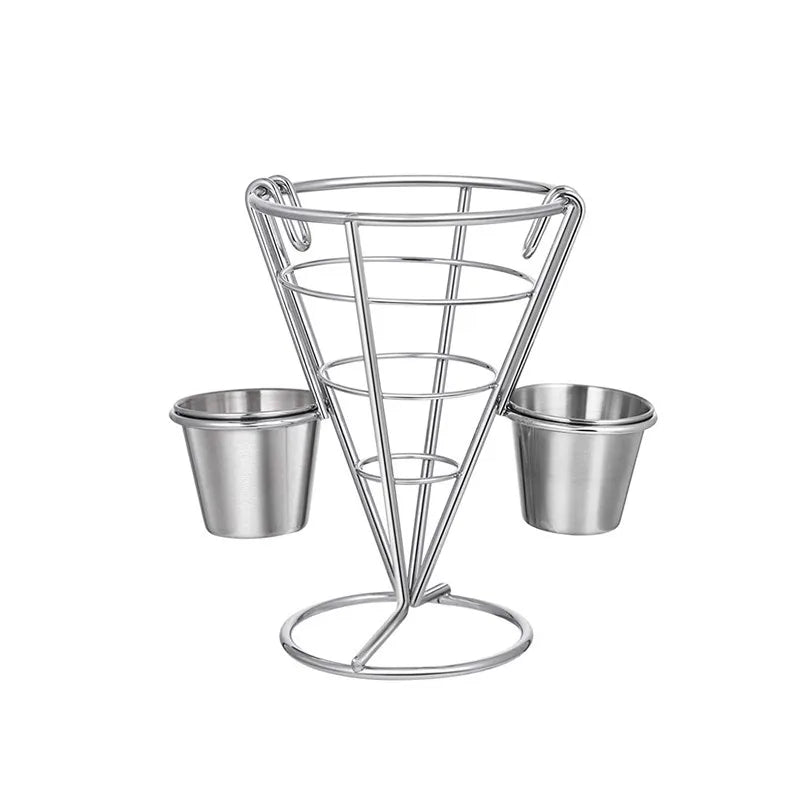 New creative tableware black four-piece four-head snack rack red four-head French fries rack stainless steel French fries rack