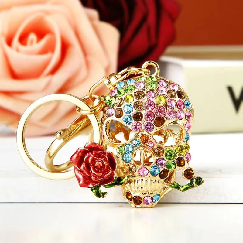 Simple Style Skull Zinc alloy Diamond Halloween Unisex Bag Pendant Keychain