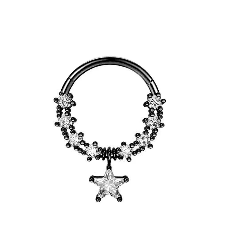 1 Piece Nose Rings & Studs Simple Style Classic Style Solid Color 304 Stainless Steel Inlay Rhinestones Nose Rings & Studs