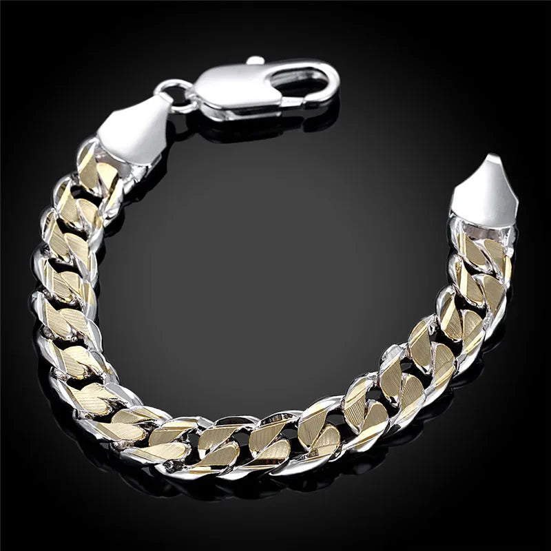 Hip-Hop Retro Geometric Copper Mixed Metal Plating Silver Plated Men's Bracelets Men Chain Bracelets