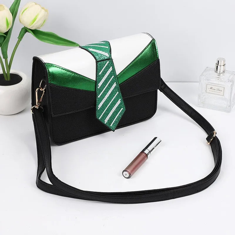Women's Medium PVC Collar Streetwear Square Flip Cover Crossbody Bag