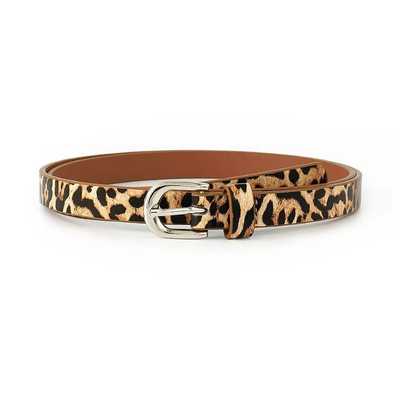 Vacation Simple Style Leopard Imitation Leather Alloy Patent Leather Women's Leather Belts