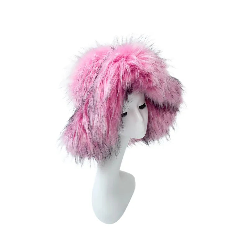 women's lady punk color block big eaves felt hat