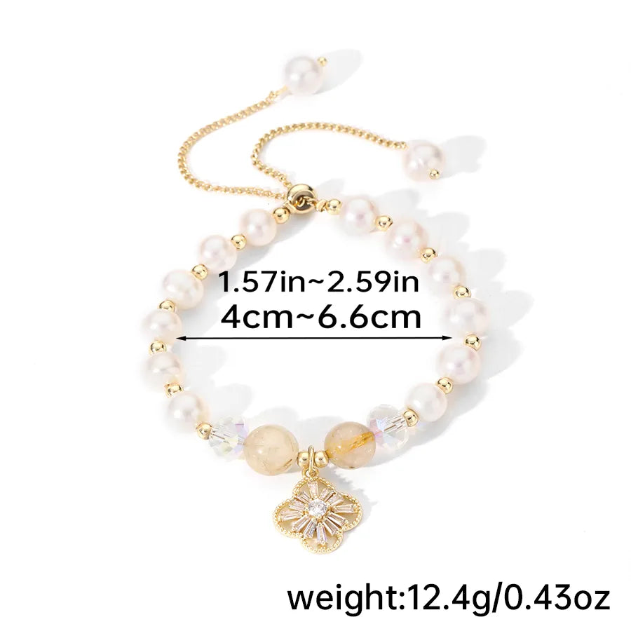 Elegant Luxurious Geometric natural stone Freshwater Pearl Copper Zircon Bracelets In Bulk