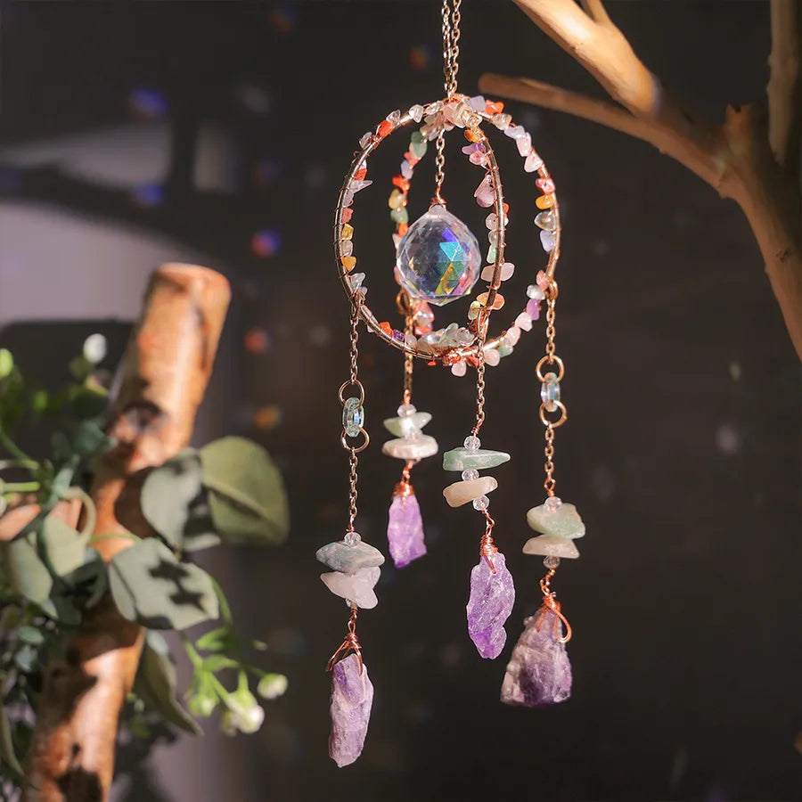 Valentine'S Day Birthday Romantic Geometric Crystal gravel copper wire Dreamcatcher Wall Art