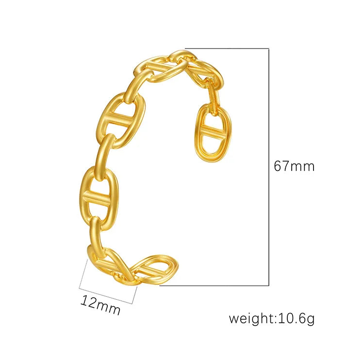Retro Classic Style C Shape Geometric Flower 304 Stainless Steel Cuff Bracelets Wide Bracelet Bangle In Bulk