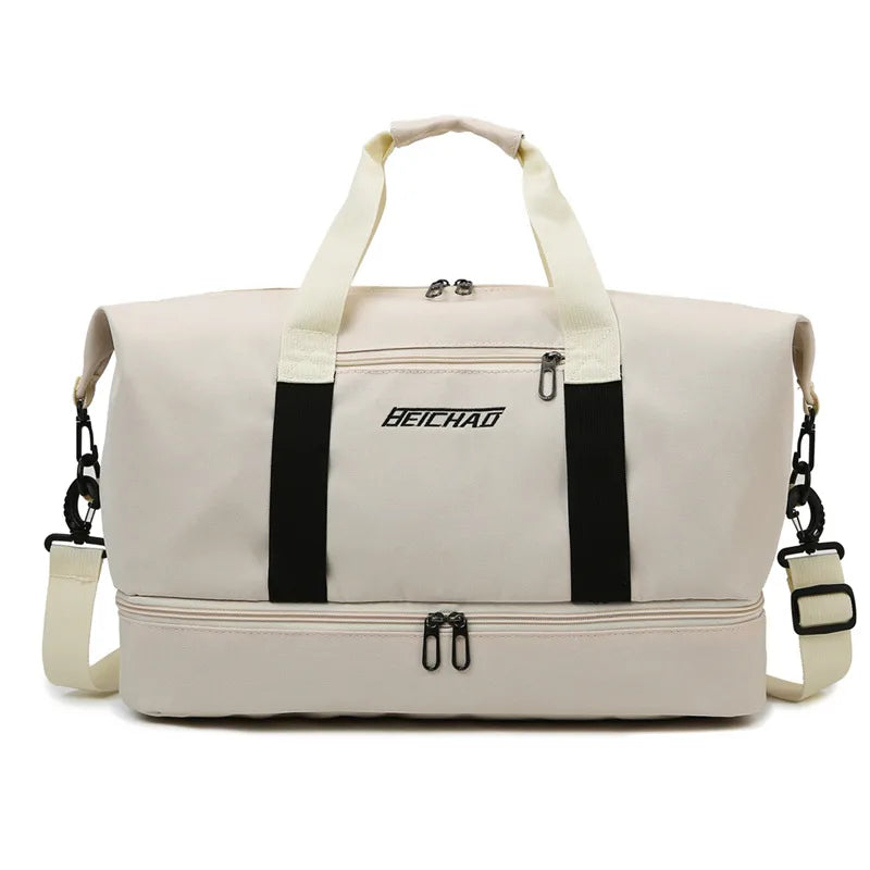 Large Capacity Foldable Fitness Bag Travel Bag Shoulder Portable Crossbody Yoga Bag Dry and Wet Separate Outgoing Luggage Bag
