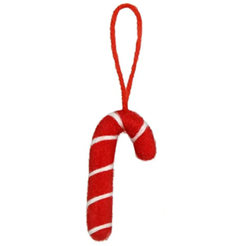 Christmas Decorative Lollipop Hanging Home Decorations Wool Felt Cane Candy Christmas Tree Decor Style