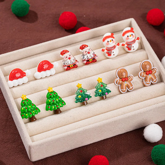 Christmas Theme Alloy Ear Cuff Drop Earrings New Products Small Pendant Diy Accessories Christmas Hat