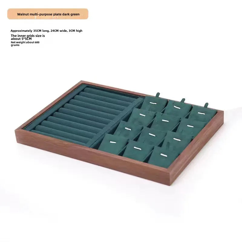 Walnut wood grain jewelry storage box ring tray stud earrings necklace watch tray jewelry bracelet display