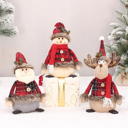 christmas cartoon style santa claus snowman cloth party doll 1 piece