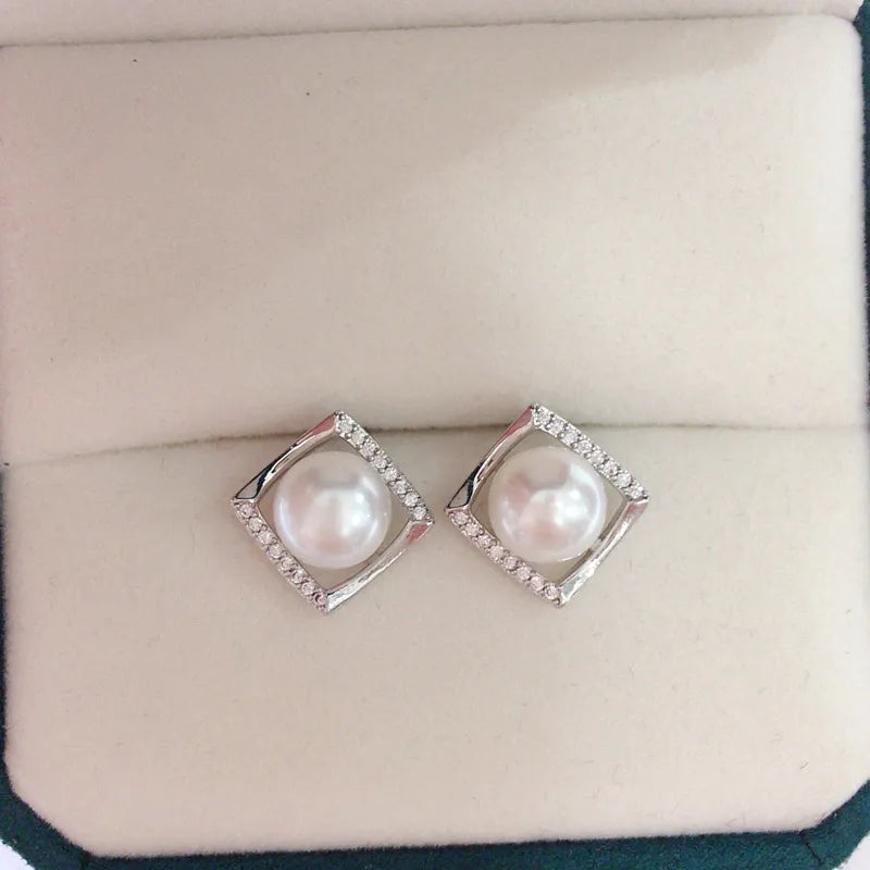 ins Net red freshwater pearl earrings female exquisite zircon temperament earrings 18K gold New Natural