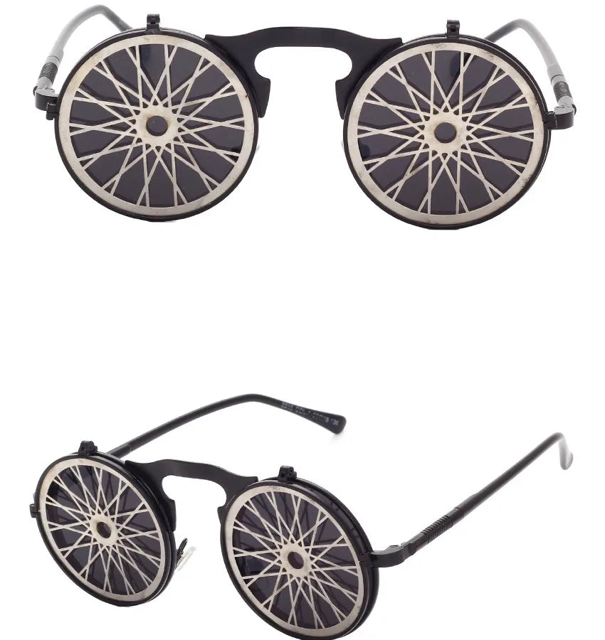 Punk Geometric Color Block Ac Round Frame Full Frame Men's Sunglasses